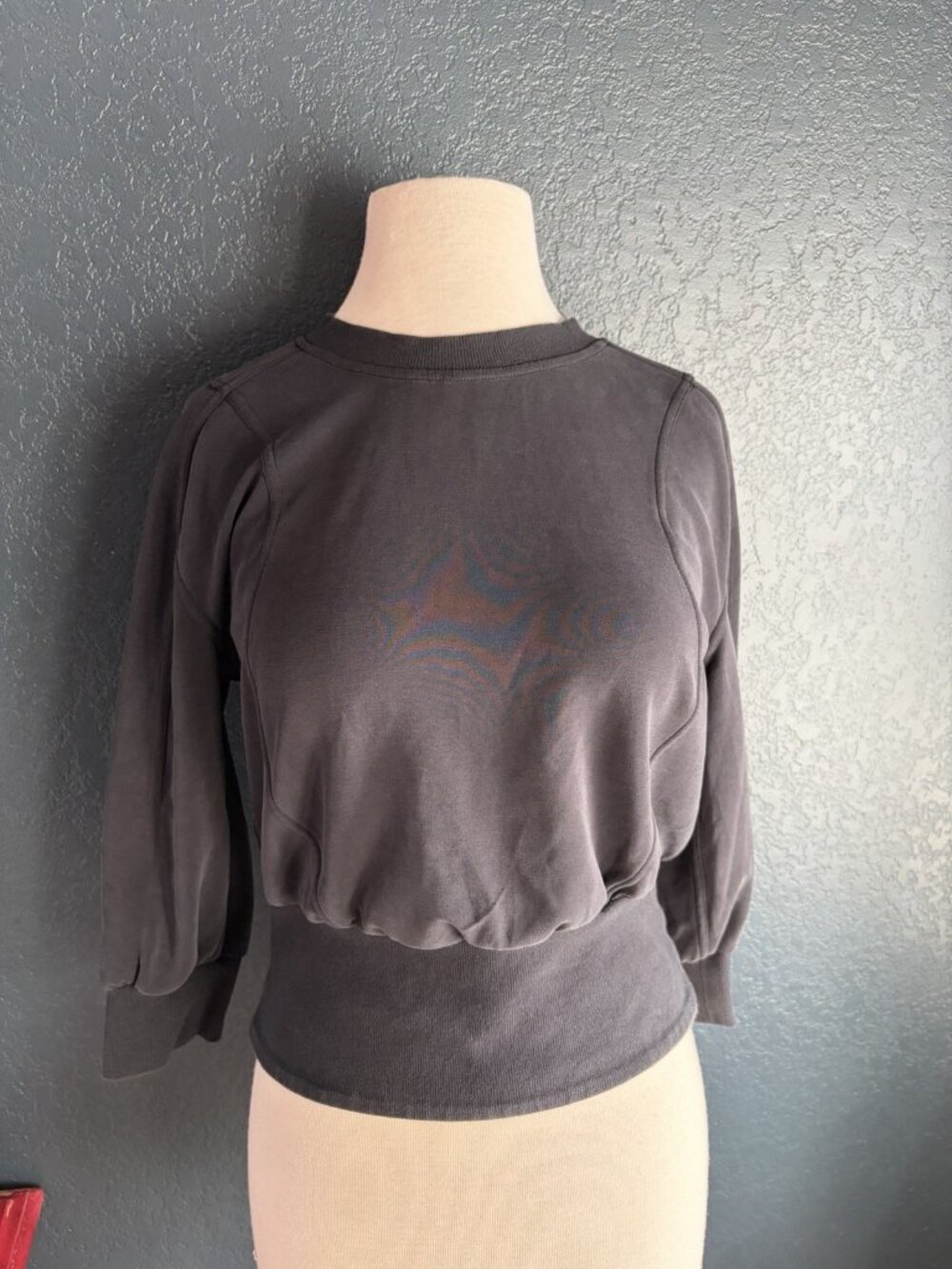 Lululemon Ribbed Hem Pullover Charcoal Black Gray Sz 6